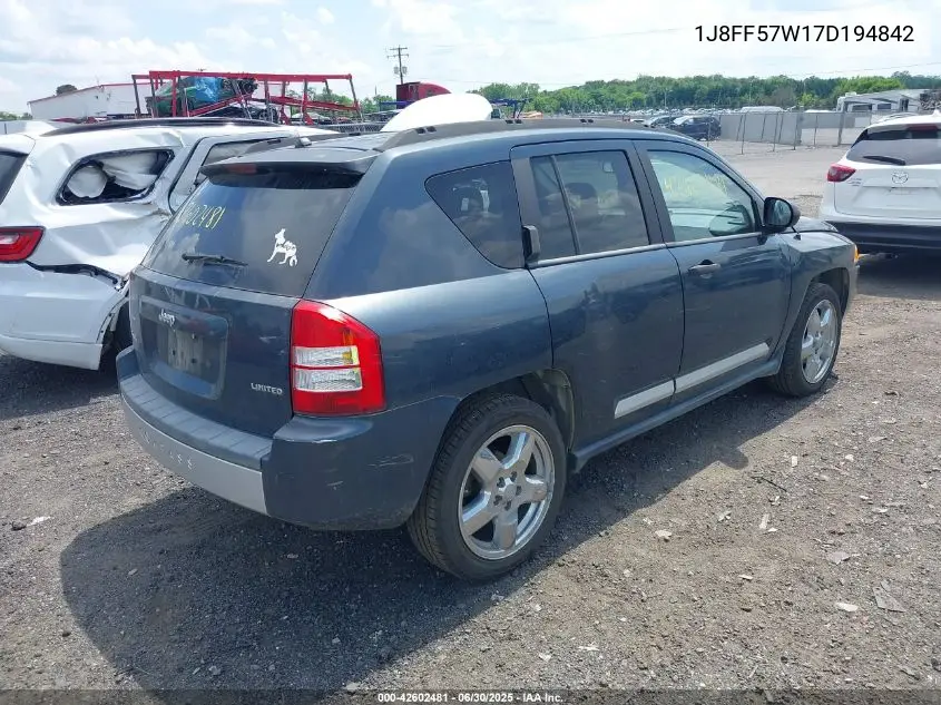 2007 Jeep Compass Limited VIN: 1J8FF57W17D194842 Lot: 42602481