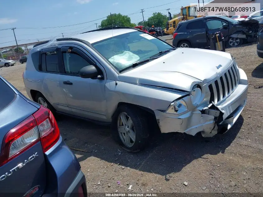 2008 Jeep Compass Sport VIN: 1J8FT47W48D608913 Lot: 42583569