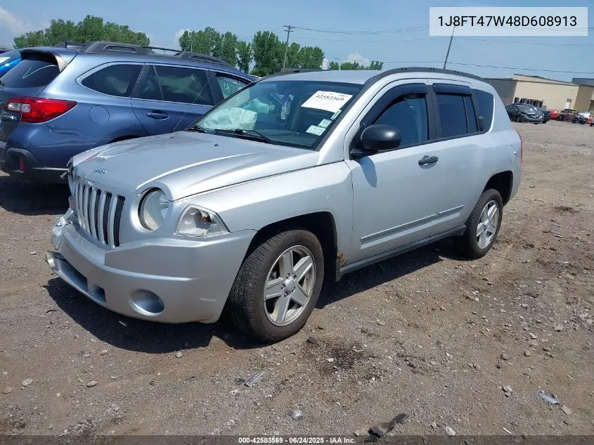 2008 Jeep Compass Sport VIN: 1J8FT47W48D608913 Lot: 42583569
