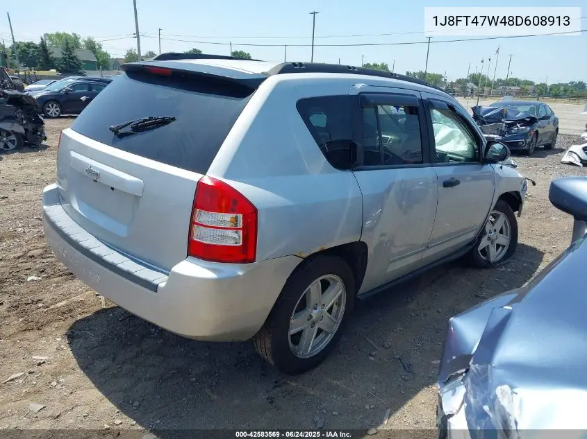 2008 Jeep Compass Sport VIN: 1J8FT47W48D608913 Lot: 42583569