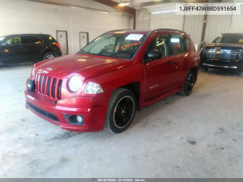 2008 Jeep Compass Sport VIN: 1J8FF47W88D591654 Lot: 42729404