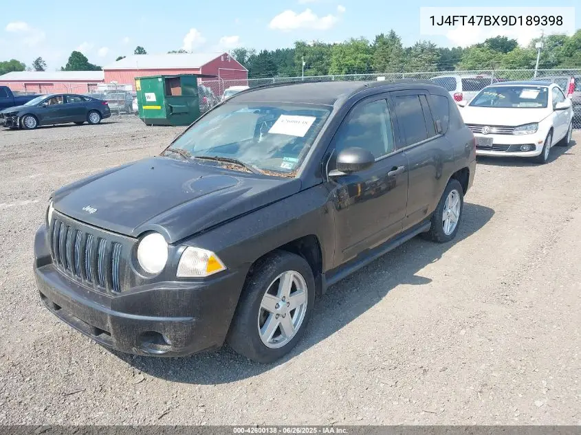2009 Jeep Compass Sport VIN: 1J4FT47BX9D189398 Lot: 42600138