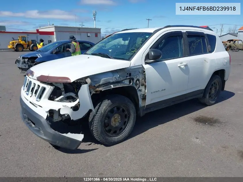 2011 Jeep Compass VIN: 1J4NF4FB6BD239918 Lot: 12301366