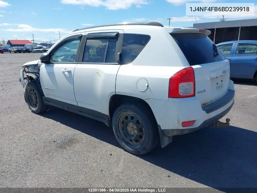 2011 Jeep Compass VIN: 1J4NF4FB6BD239918 Lot: 12301366