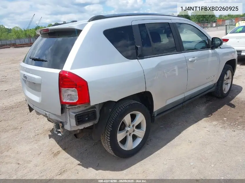 2011 Jeep Compass VIN: 1J4NT1FBXBD260925 Lot: 42216298