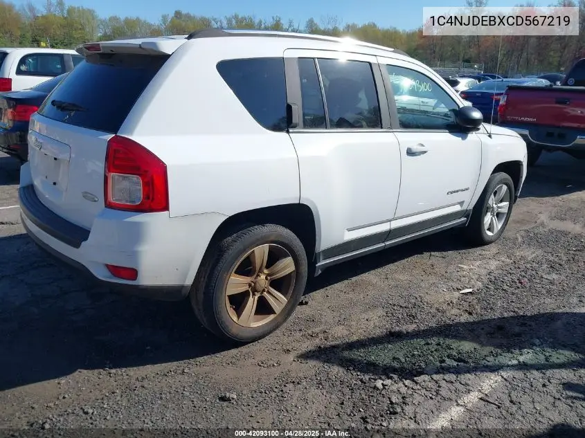 2012 Jeep Compass Latitude VIN: 1C4NJDEBXCD567219 Lot: 42093100