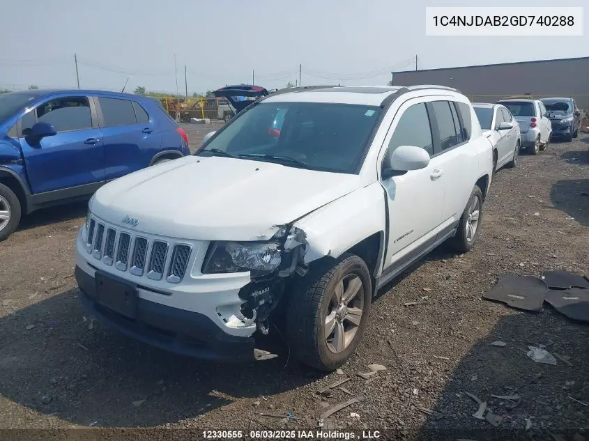 2016 Jeep Compass Sport/North VIN: 1C4NJDAB2GD740288 Lot: 12330555