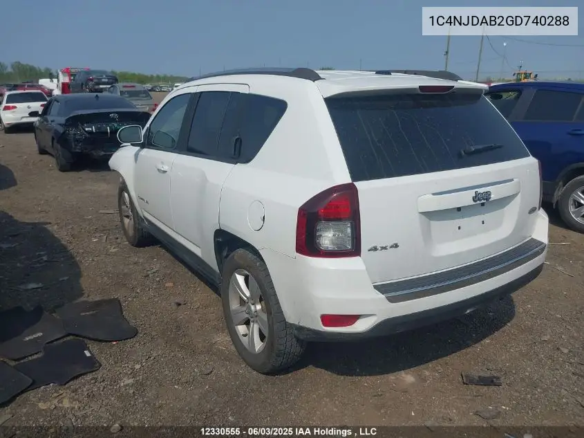 2016 Jeep Compass Sport/North VIN: 1C4NJDAB2GD740288 Lot: 12330555