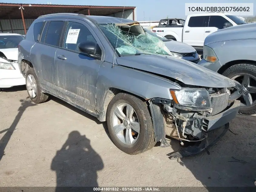 2016 Jeep Compass Sport VIN: 1C4NJDBB3GD756062 Lot: 41801832