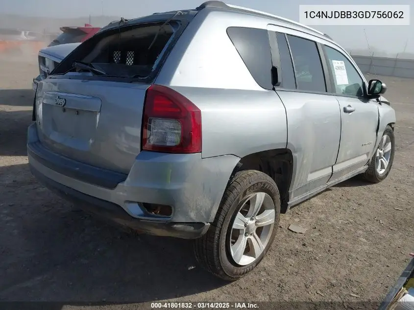 2016 Jeep Compass Sport VIN: 1C4NJDBB3GD756062 Lot: 41801832