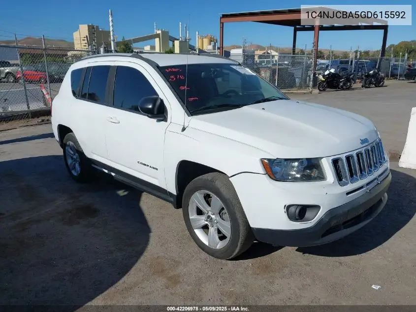 2016 Jeep Compass Sport VIN: 1C4NJCBA5GD615592 Lot: 42206978