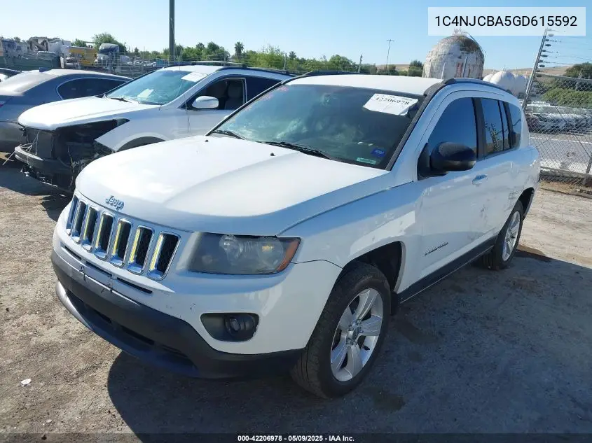 2016 Jeep Compass Sport VIN: 1C4NJCBA5GD615592 Lot: 42206978