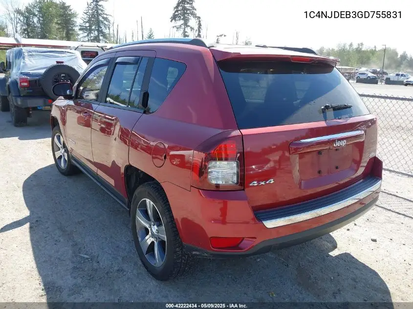 2016 Jeep Compass High Altitude Edition VIN: 1C4NJDEB3GD755831 Lot: 42222434
