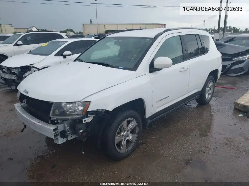 2016 Jeep Compass Latitude VIN: 1C4NJCEA6GD792633 Lot: 42240729