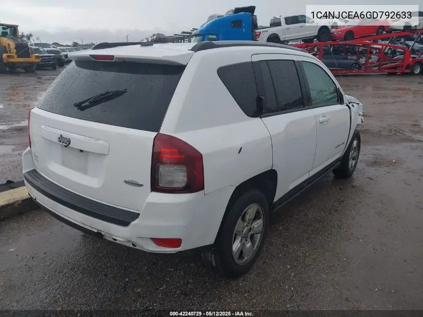 2016 Jeep Compass Latitude VIN: 1C4NJCEA6GD792633 Lot: 42240729