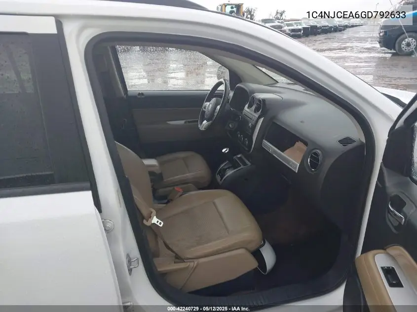 2016 Jeep Compass Latitude VIN: 1C4NJCEA6GD792633 Lot: 42240729