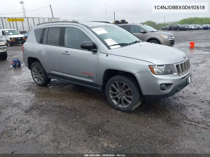 2016 Jeep Compass 75Th Anniversary VIN: 1C4NJDBBXGD692618 Lot: 42241969