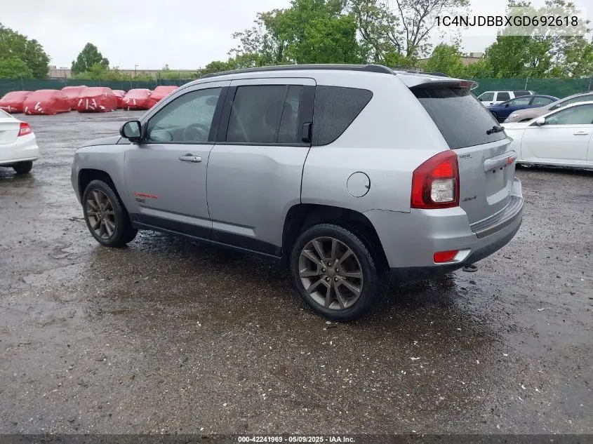 2016 Jeep Compass 75Th Anniversary VIN: 1C4NJDBBXGD692618 Lot: 42241969