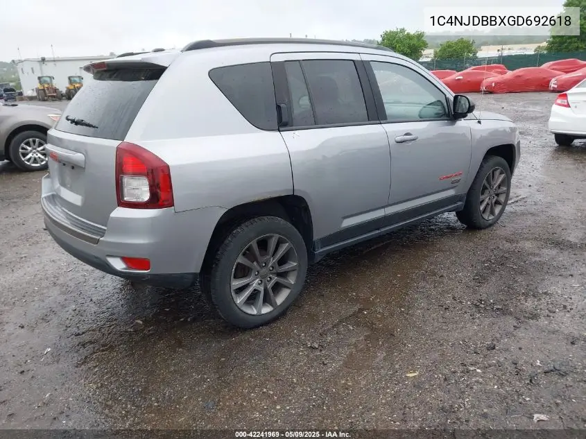 2016 Jeep Compass 75Th Anniversary VIN: 1C4NJDBBXGD692618 Lot: 42241969