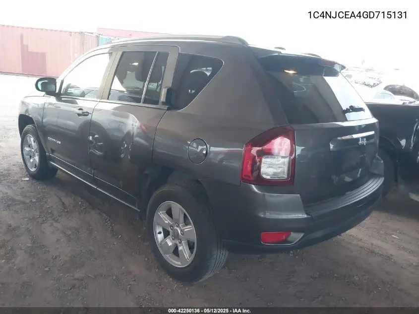 2016 Jeep Compass Latitude VIN: 1C4NJCEA4GD715131 Lot: 42250136