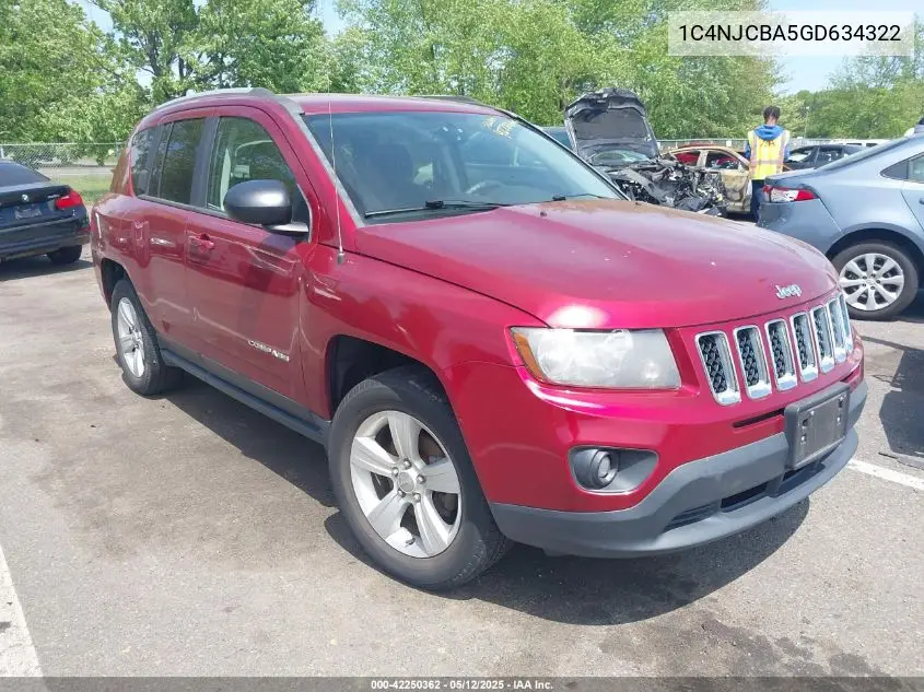 2016 Jeep Compass Sport VIN: 1C4NJCBA5GD634322 Lot: 42250362