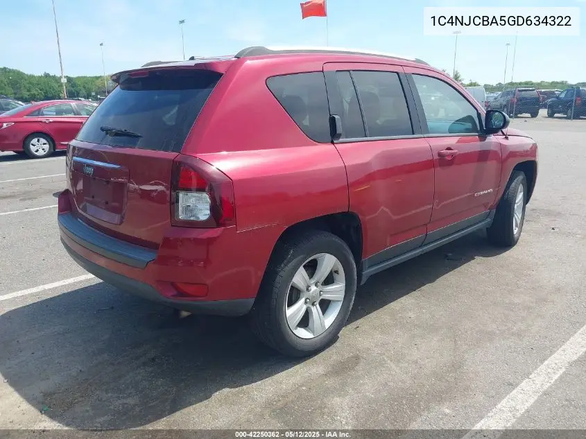 2016 Jeep Compass Sport VIN: 1C4NJCBA5GD634322 Lot: 42250362