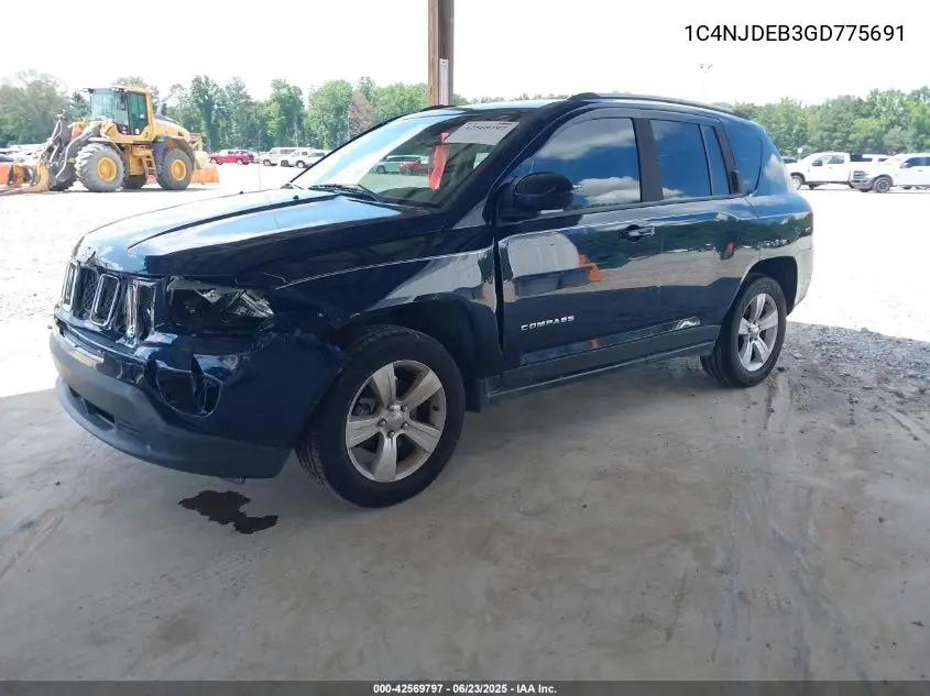 2016 Jeep Compass Latitude VIN: 1C4NJDEB3GD775691 Lot: 42569797