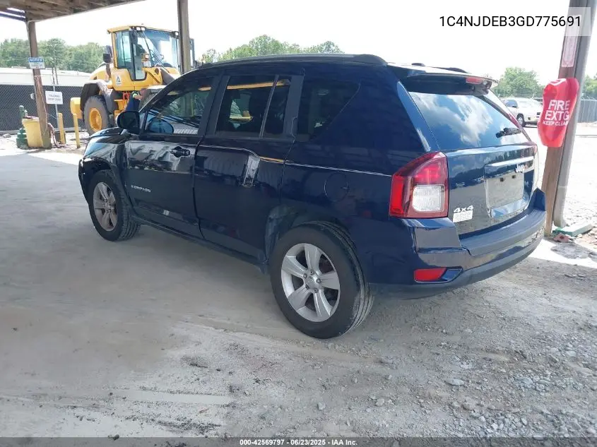 2016 Jeep Compass Latitude VIN: 1C4NJDEB3GD775691 Lot: 42569797
