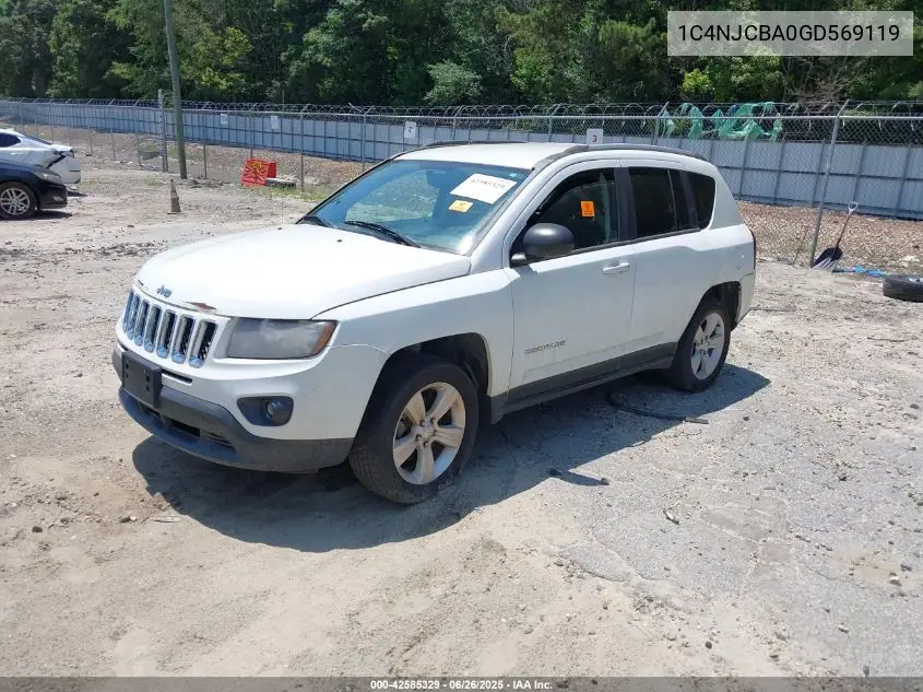 2016 Jeep Compass Sport VIN: 1C4NJCBA0GD569119 Lot: 42585329