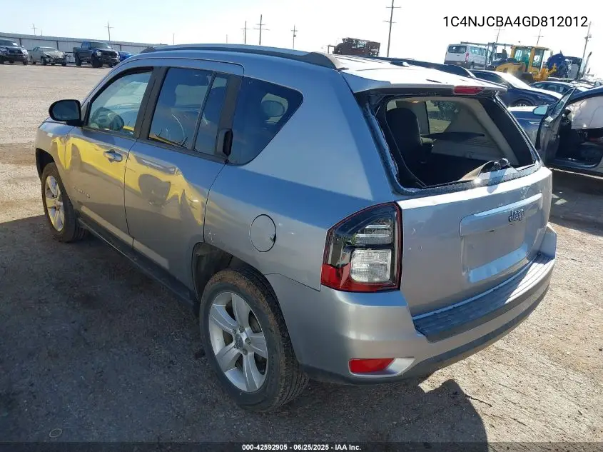 2016 Jeep Compass Sport VIN: 1C4NJCBA4GD812012 Lot: 42592905