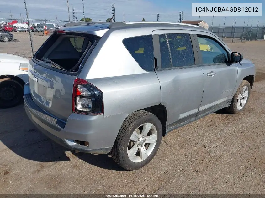 2016 Jeep Compass Sport VIN: 1C4NJCBA4GD812012 Lot: 42592905