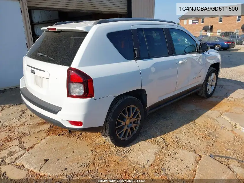 2016 Jeep Compass Sport VIN: 1C4NJCBA9GD611500 Lot: 42614423