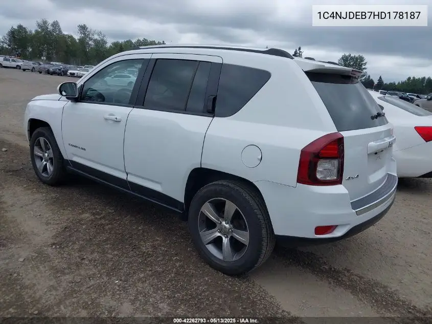 2017 Jeep Compass High Altitude 4X4 VIN: 1C4NJDEB7HD178187 Lot: 42262793