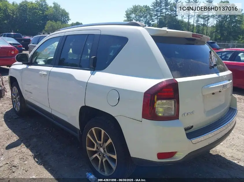 2017 Jeep Compass High Altitude 4X4 VIN: 1C4NJDEB6HD137016 Lot: 42631898