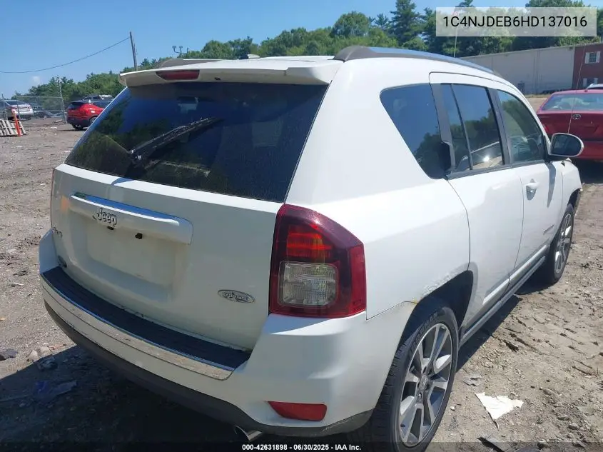 2017 Jeep Compass High Altitude 4X4 VIN: 1C4NJDEB6HD137016 Lot: 42631898