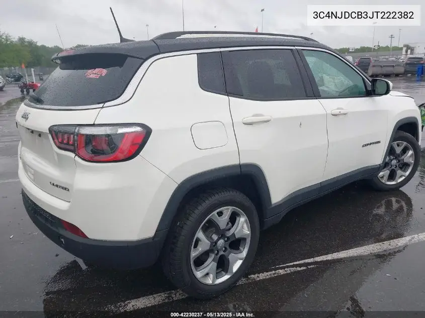 2018 Jeep Compass Limited 4X4 VIN: 3C4NJDCB3JT222382 Lot: 42230237