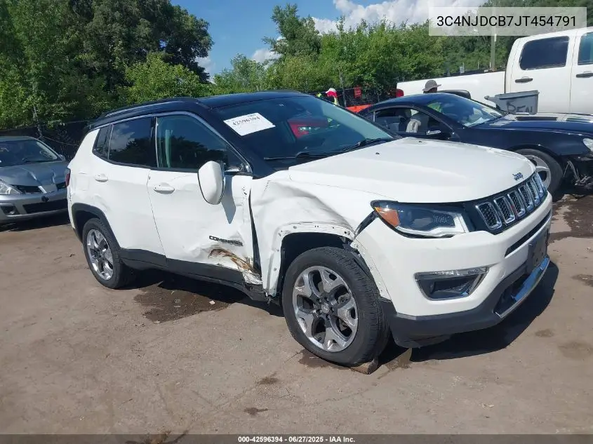 2018 Jeep Compass Limited 4X4 VIN: 3C4NJDCB7JT454791 Lot: 42596394
