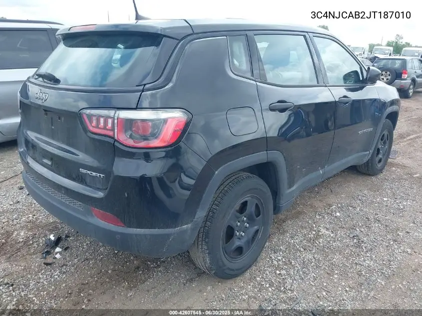 2018 Jeep Compass Sport VIN: 3C4NJCAB2JT187010 Lot: 42607545