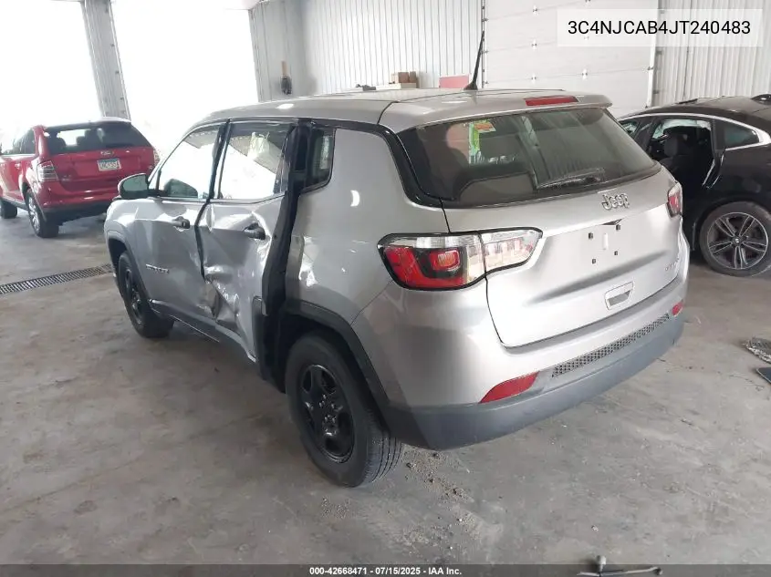 2018 Jeep Compass Sport Fwd VIN: 3C4NJCAB4JT240483 Lot: 42668471