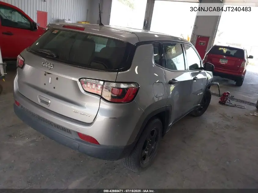 2018 Jeep Compass Sport Fwd VIN: 3C4NJCAB4JT240483 Lot: 42668471