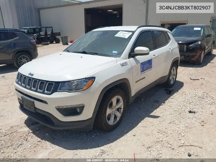 2019 Jeep Compass Latitude Fwd VIN: 3C4NJCBB3KT802907 Lot: 42595157