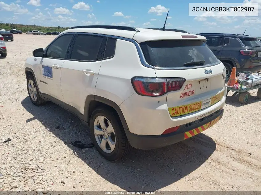 2019 Jeep Compass Latitude Fwd VIN: 3C4NJCBB3KT802907 Lot: 42595157