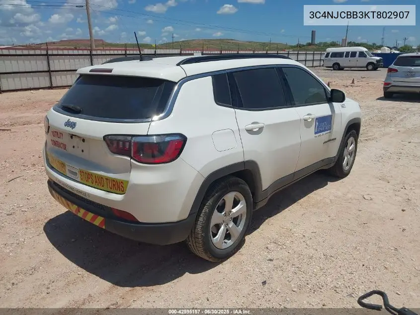 2019 Jeep Compass Latitude Fwd VIN: 3C4NJCBB3KT802907 Lot: 42595157