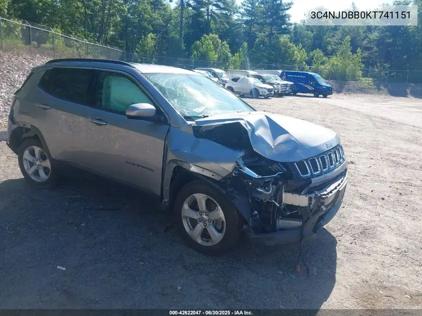 2019 Jeep Compass Latitude 4X4 VIN: 3C4NJDBB0KT741151 Lot: 42622047