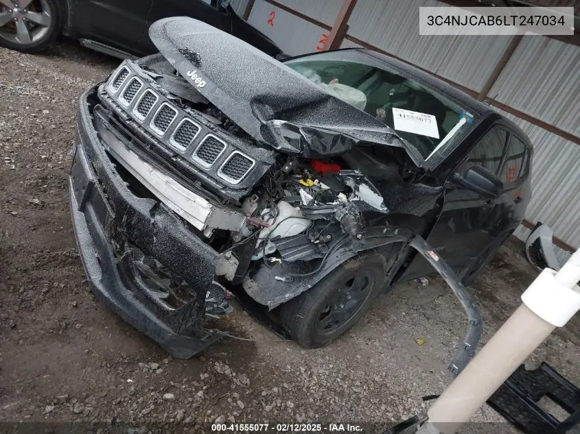 2020 Jeep Compass Sport Fwd VIN: 3C4NJCAB6LT247034 Lot: 41555077