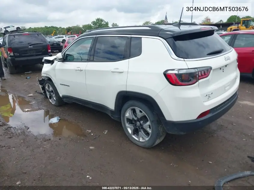 2021 Jeep Compass Limited 4X4 VIN: 3C4NJDCB6MT503676 Lot: 42237071