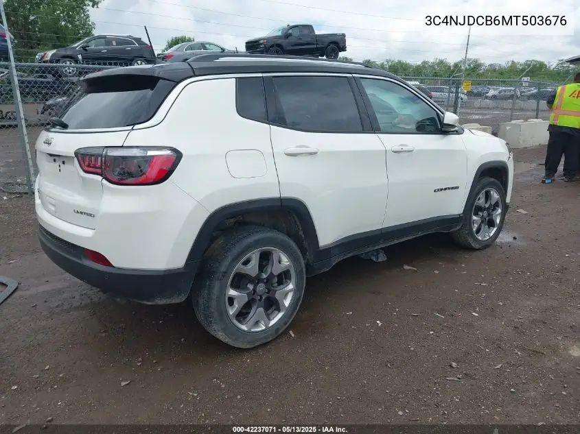 2021 Jeep Compass Limited 4X4 VIN: 3C4NJDCB6MT503676 Lot: 42237071