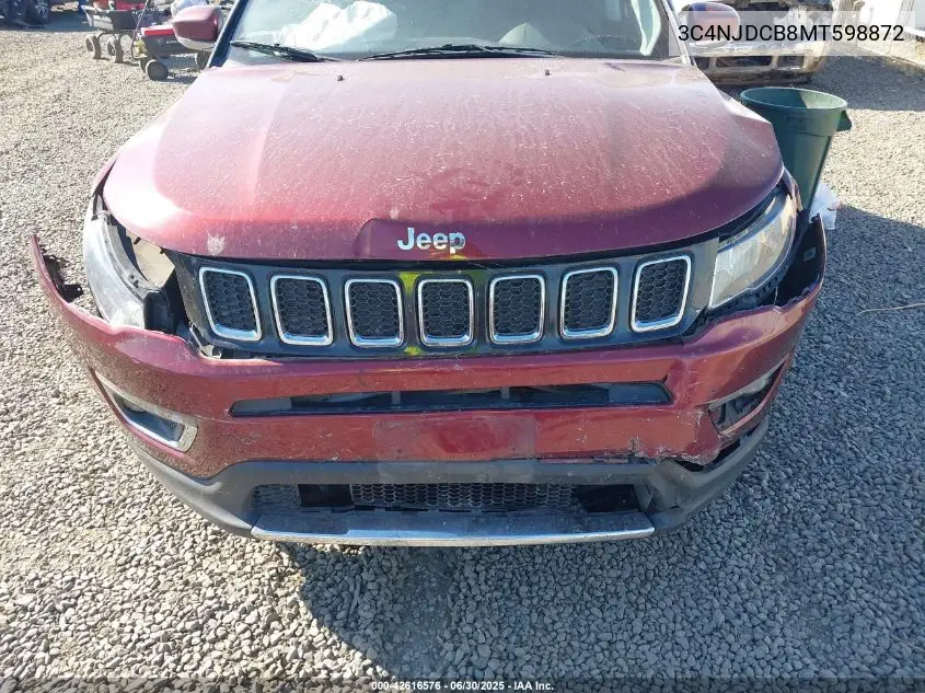 2021 Jeep Compass Limited 4X4 VIN: 3C4NJDCB8MT598872 Lot: 42616576