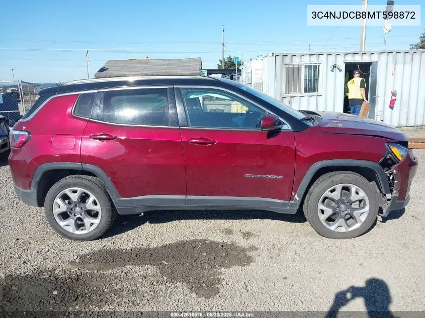 2021 Jeep Compass Limited 4X4 VIN: 3C4NJDCB8MT598872 Lot: 42616576