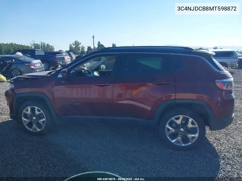 2021 Jeep Compass Limited 4X4 VIN: 3C4NJDCB8MT598872 Lot: 42616576